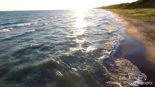 Relaxing Sunrise Over The Indiana Shoreline & Dunes Drone Footage