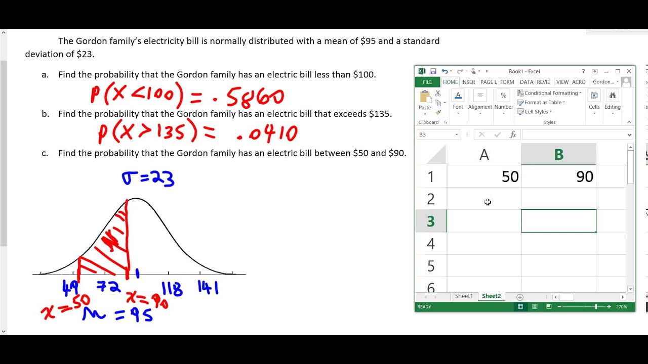 กราฟ normal distribution excel data