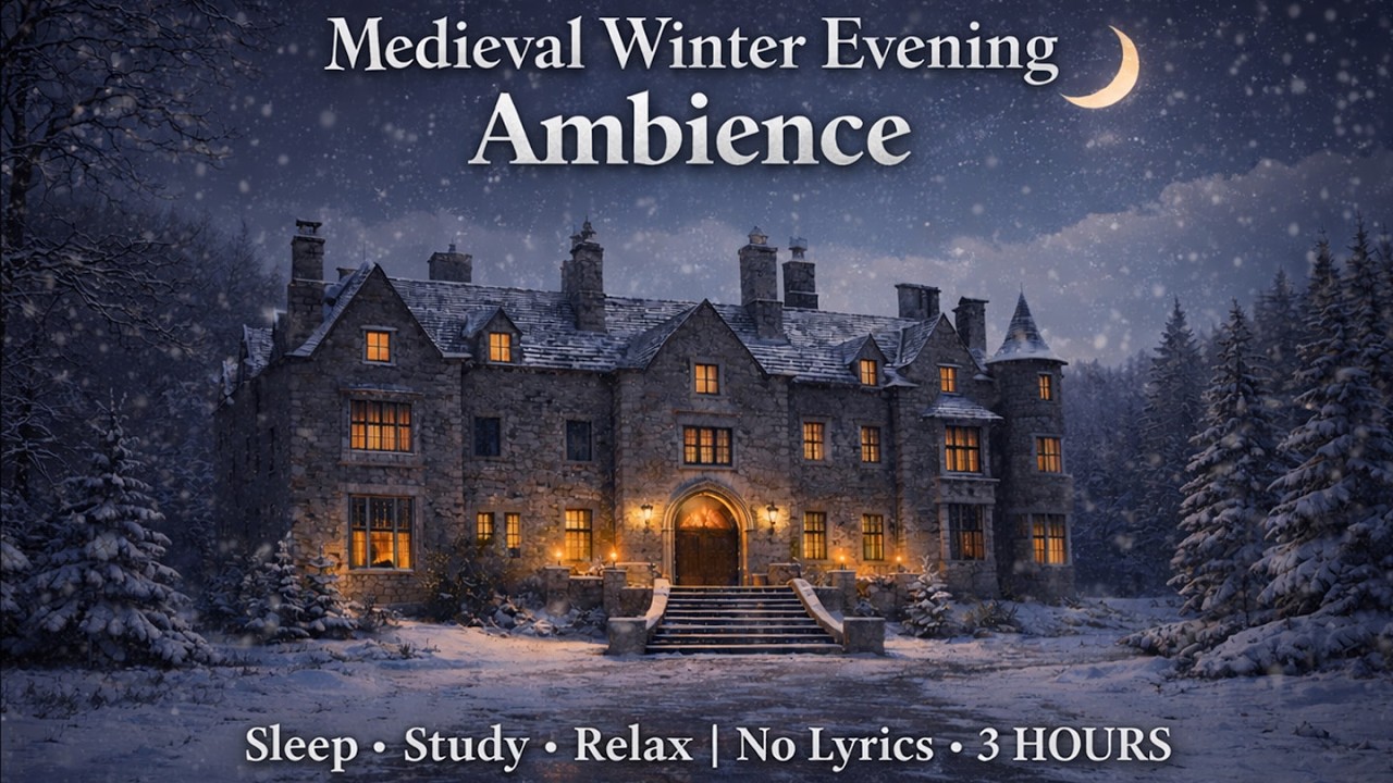 Medieval Winter Evening Ambience Sleep • Study • Relax | No Lyrics 3 HOURS