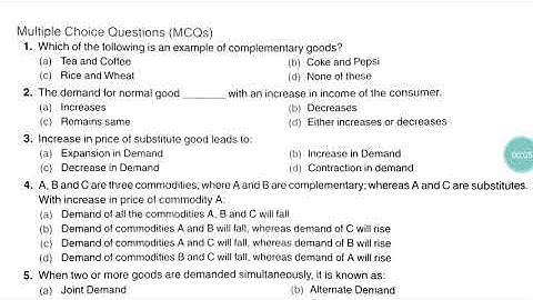 Chapter-3, Demand, Multiple Choice Questions (1)