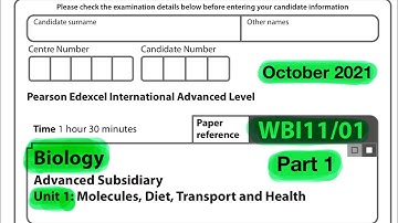 Pearson Edexcel International A level biology unit 1 October 2021. Part 1 of 2