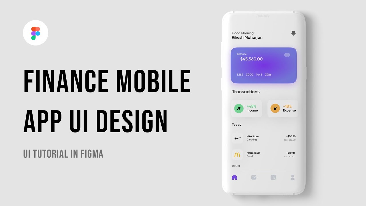 Finance Mobile App UI Design using Figma (App UI UX Design | Tutorial For Beginners)