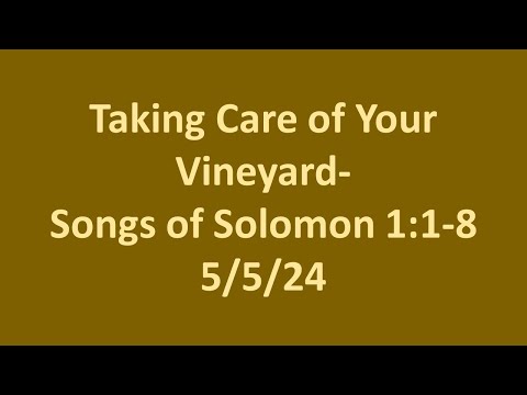 5 5 24 Sunday PM Sermon- Taking Care of Your Vineyard- Songs of Solomon 1:1-8- Don Martin