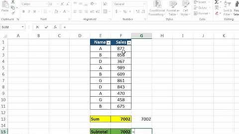 Difference  between Sum and Subtotal in Excel