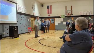 Broadwater Elementary Principal Justin Huck introduces himself to parents during meeting at