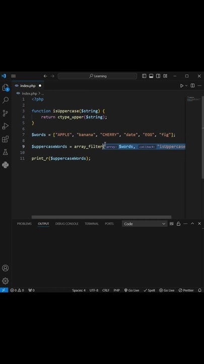 How to use array_filter to return uppercase case from an array in PHP # ...