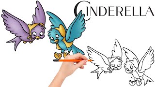 How to draw - Cinderella has lots of birds that help her