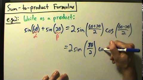 Trigonometry - Sum-to-product Formulas - Example 2