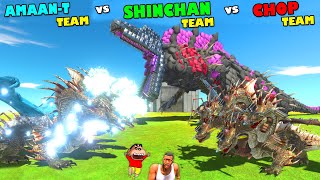 SHINCHAN UPGRADED TEAM vs CHOP TEAM vs AMAAN TEAM in Animal Revolt Battle Simulator | Dinosaur Game