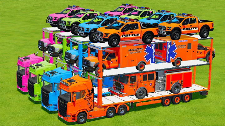 LOAD POLICE CARS, AMBULANCE AND FIRE TRUCK WIH SCANIA TRUCK - Farming Simulator 22 - DayDayNews