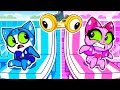 Pink VS Blue | Secret Room Under The Swimming Pool | Cartoon | Purr Purr