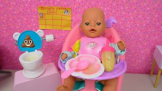 Baby Born doll Training Routine and Feeding baby doll soup