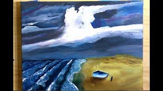 A Roger C Webb  Stormy Beach Acrylic Art Time Lapse video