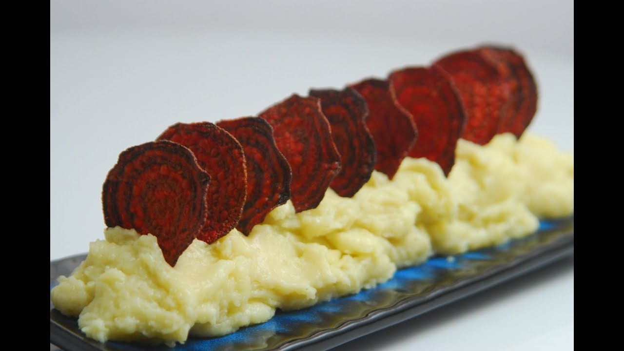 Mashed Potatoes With Beetroot Wafers