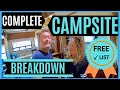 RV COMPLETE CAMPSITE BREAKDOWN & CHECKLIST (RV LIVING FULL TIME TOUR)