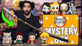 Someone Sent Me A MYSTERY BOX Filled With THE BEST DEMON SLAYER PRODUCTS EVER!! NEW SWORD!!