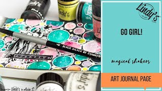 Go Girl! magical shakers set in art journal page - by Asia Szczurowska