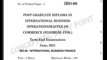 IBO-06 INTERNATIONAL BUSINESS FINANCE QUESTION PAPER QUESTION PAPER  INTERNATIONAL BUSINESS FINANCE