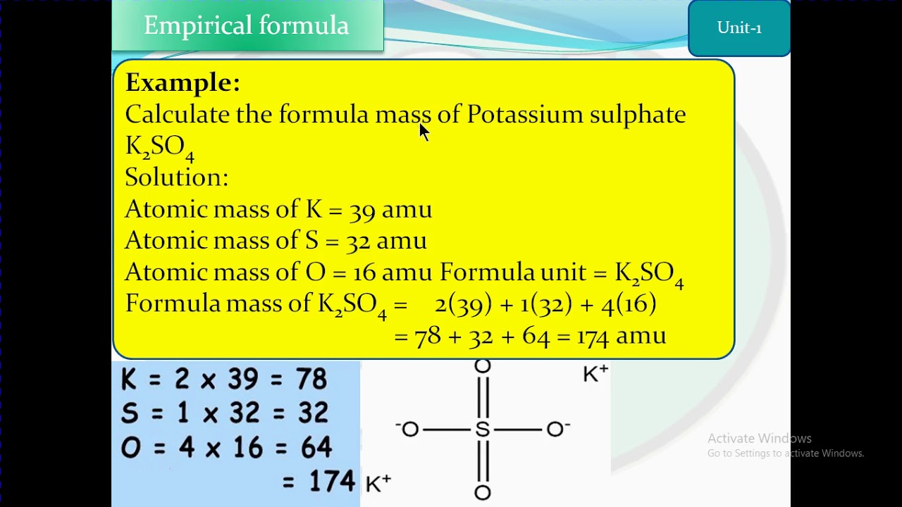 Calculate Formula Mass Potisumk2so4 Chy Chp1 Fundamentals Of Chemistry Punjab Federal Board Urd Eng Youtube