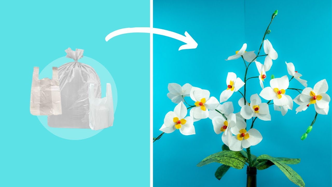 Flores con bolsa de plástico | Flores para vender | Manualidades con nylon