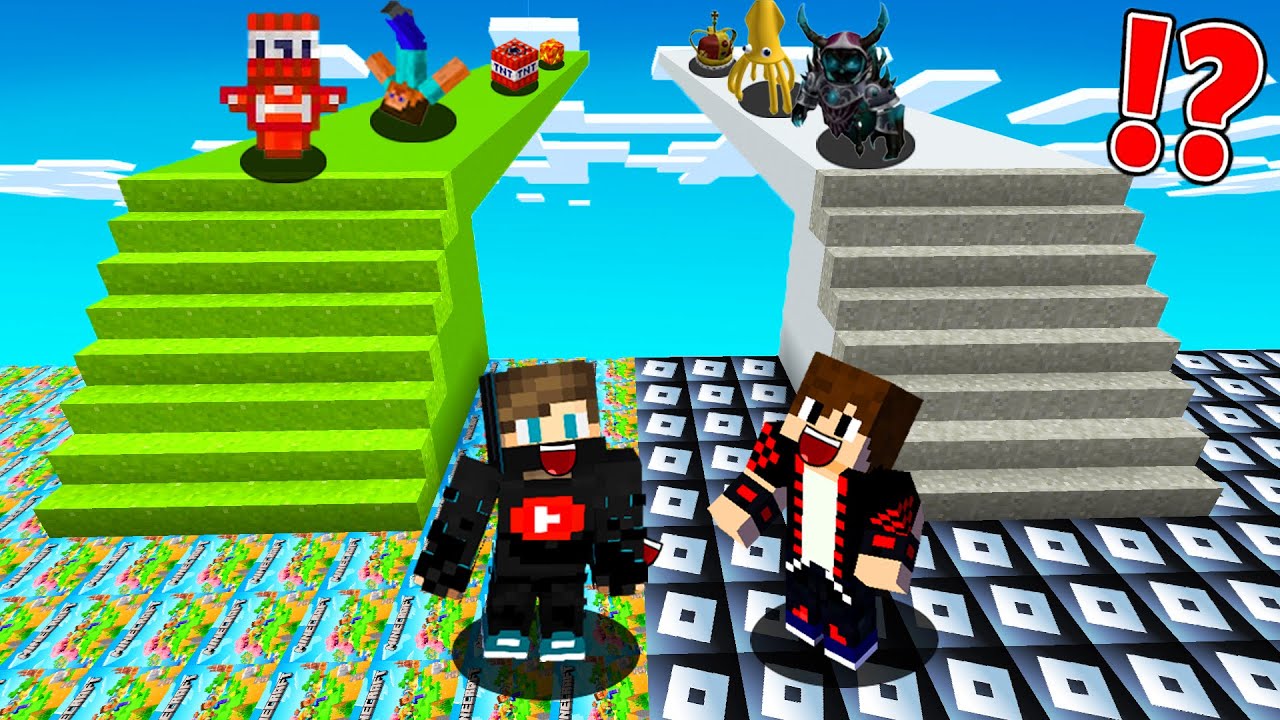 ماين كرافت : طريق حظ لعبة روبلوكس ضد ماين كرافت ولكن الحظ خنفشاري !!؟ 😱🔥