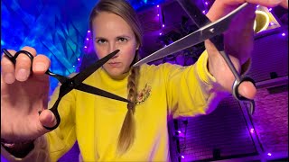 Aggressive \& Chaotic Cutting Your Hair in 10 Minutes (asmr)