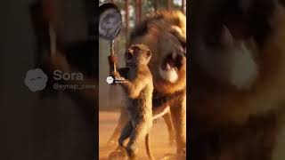 Lion Vs Monkey 🦁🐒🍳 #shorts #ai #fighting #lion #synap_core