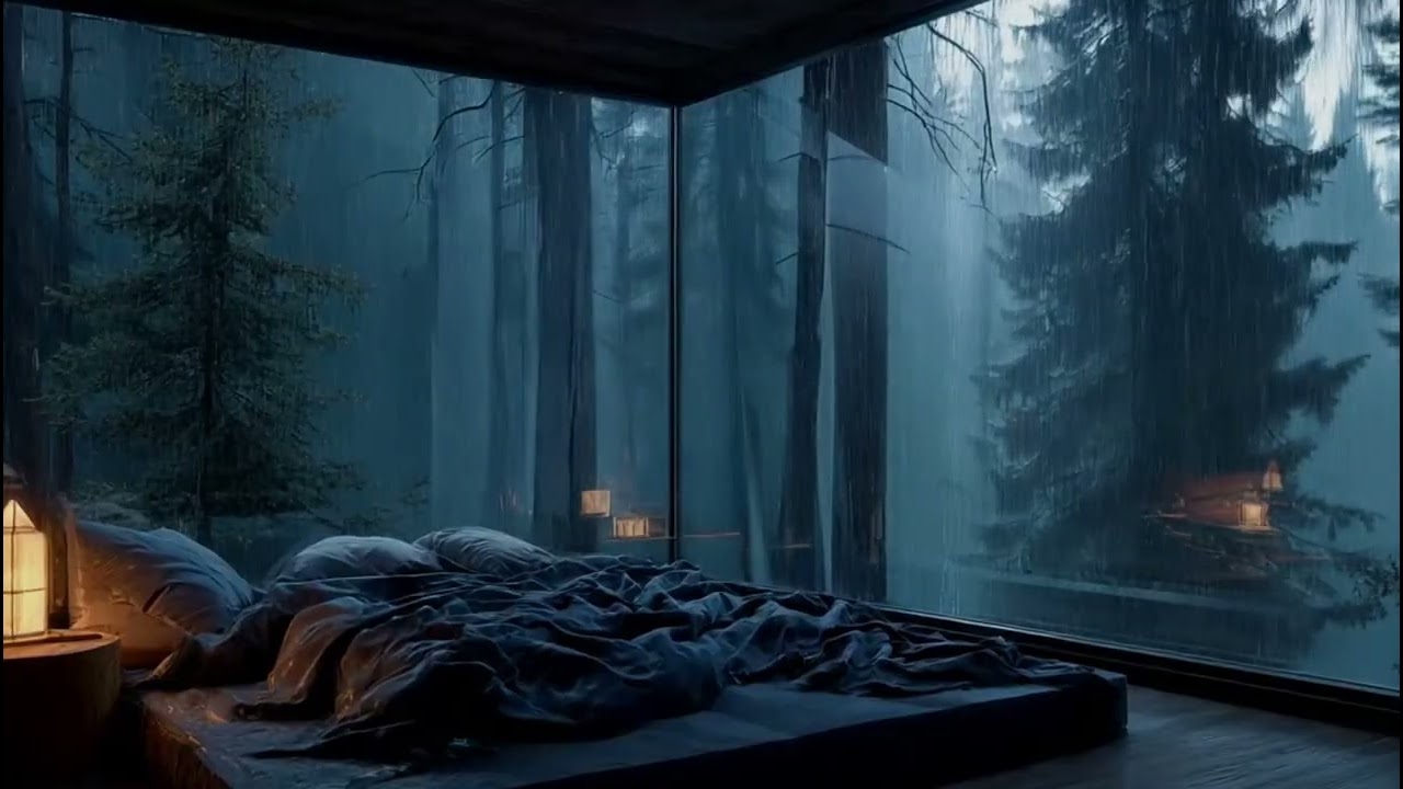 Fall Asleep to Rain in a Forest Cabin 🌧️ Cozy Piano Sleep Ambience (No Talking)