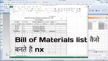 nx bom list | nx bill of material list | nx child part material size | more about design |