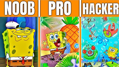 Pixel art (NOOB vs PRO vs HACKER) "SpongeBob" in Minecraft
