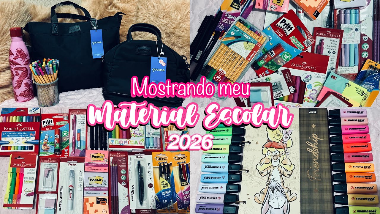 MOSTRANDO MEU MATERIAL ESCOLAR DE 2026 📝💗