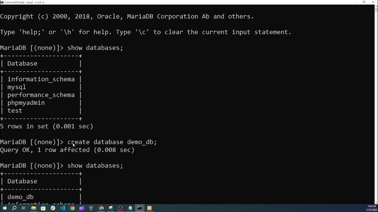 How to use MySQL in command line on Window 10 - YouTube