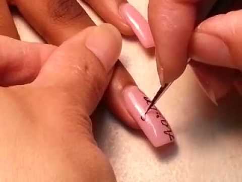 How Beautiful Cursive Writing Acrylic Finger Nails Youtube