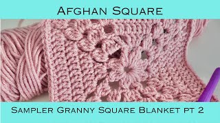 Afghan Square (Sampler Granny Square Blanket Pt. 2) #crochettutorial #crochetforbeginners