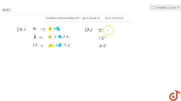 Find the common factors of :  (a) 4, 8 and 12 (b) 5, 15 and 25...