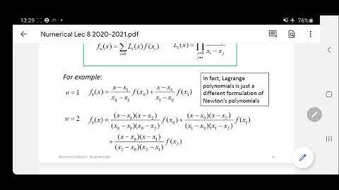 Numerical Analysis Lec 8 ,part 2 of 4 : Lagrange Interpolation
