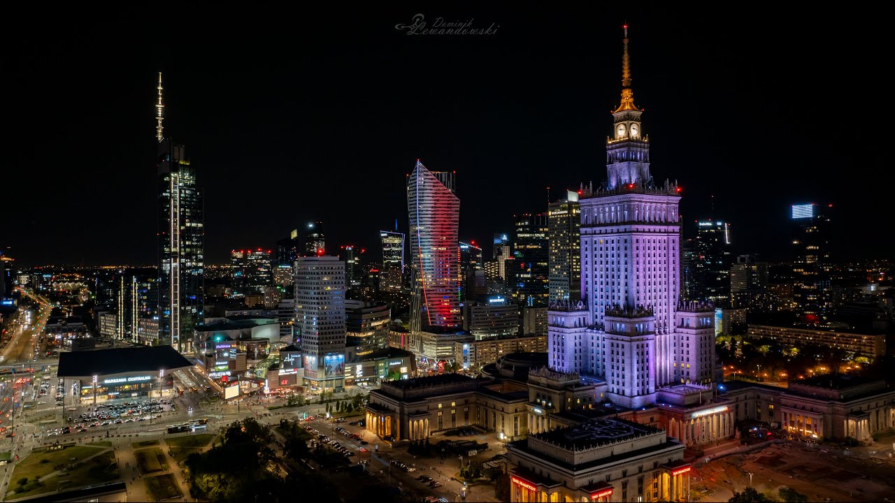 Warszawa nocą | Warsaw by night | 4K drone footage