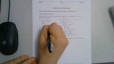 Unit 4 Lesson 20  Solving Quadratic Equations by Reasoning