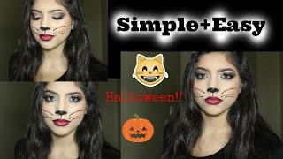 Kitty cat halloween makeup tutorial! (EASY)