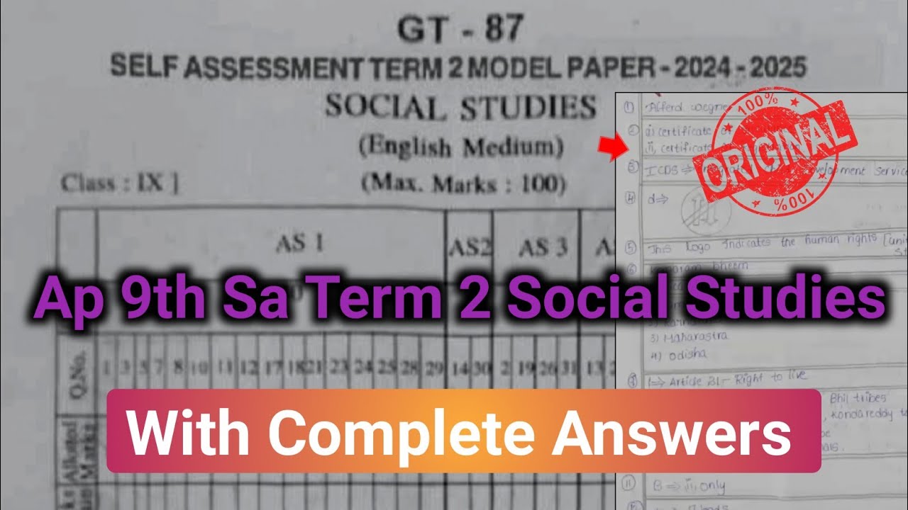 💯Ap 9th class social Sa term 2 Model Paper with answers 2025|Sa2 9th social studies question paper
