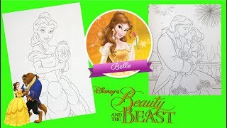 Disney Princess Belle and Prince Coloring pages for kids preschool learning
