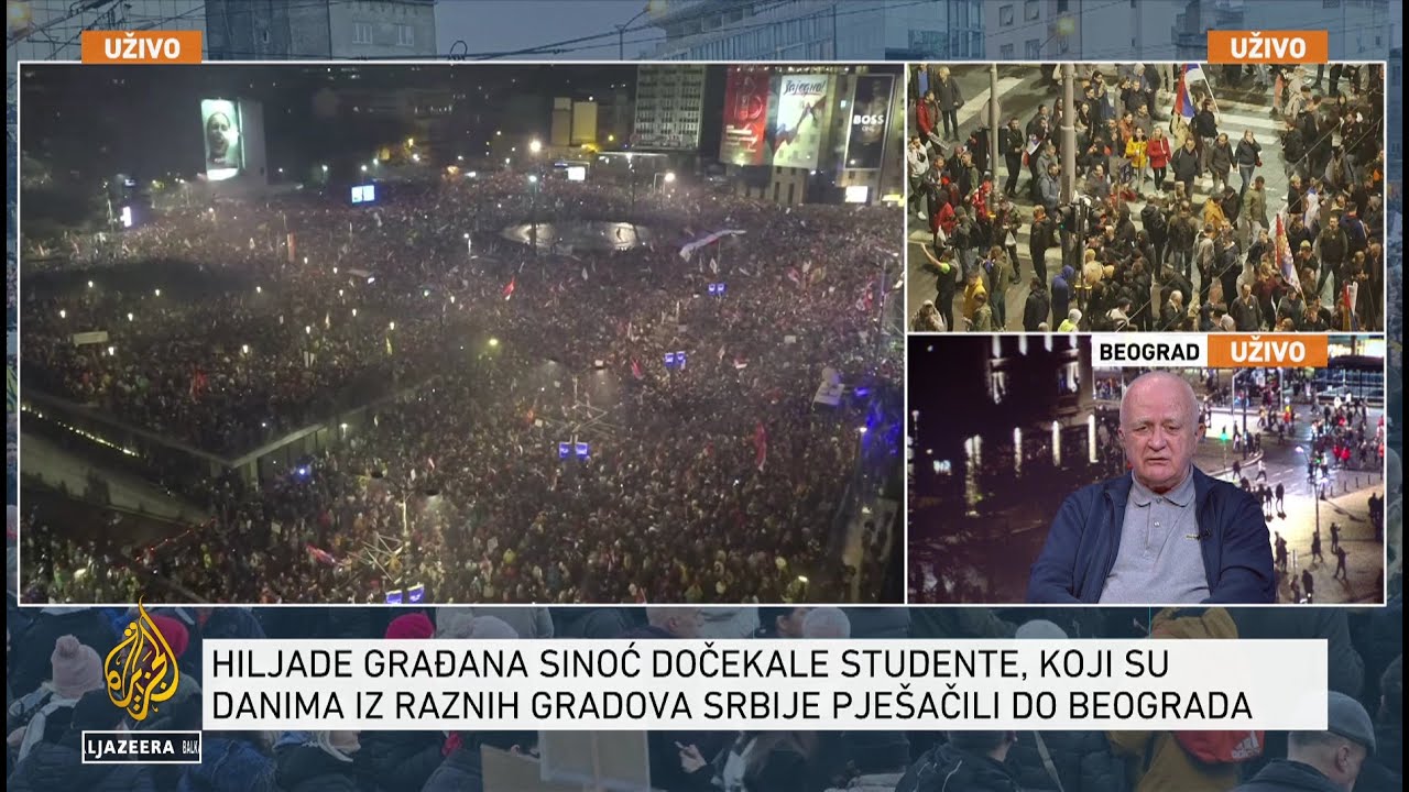 يانجيتش: تشير التقديرات غير الرسمية إلى أن ما بين 400 ألف و500 ألف شخص يتظاهرون في بلغراد