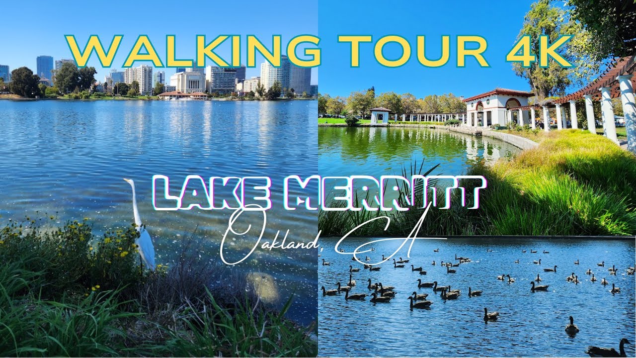 Walking tour 4K: Explore Lake Merritt Oakland Weekend (ambience sound)