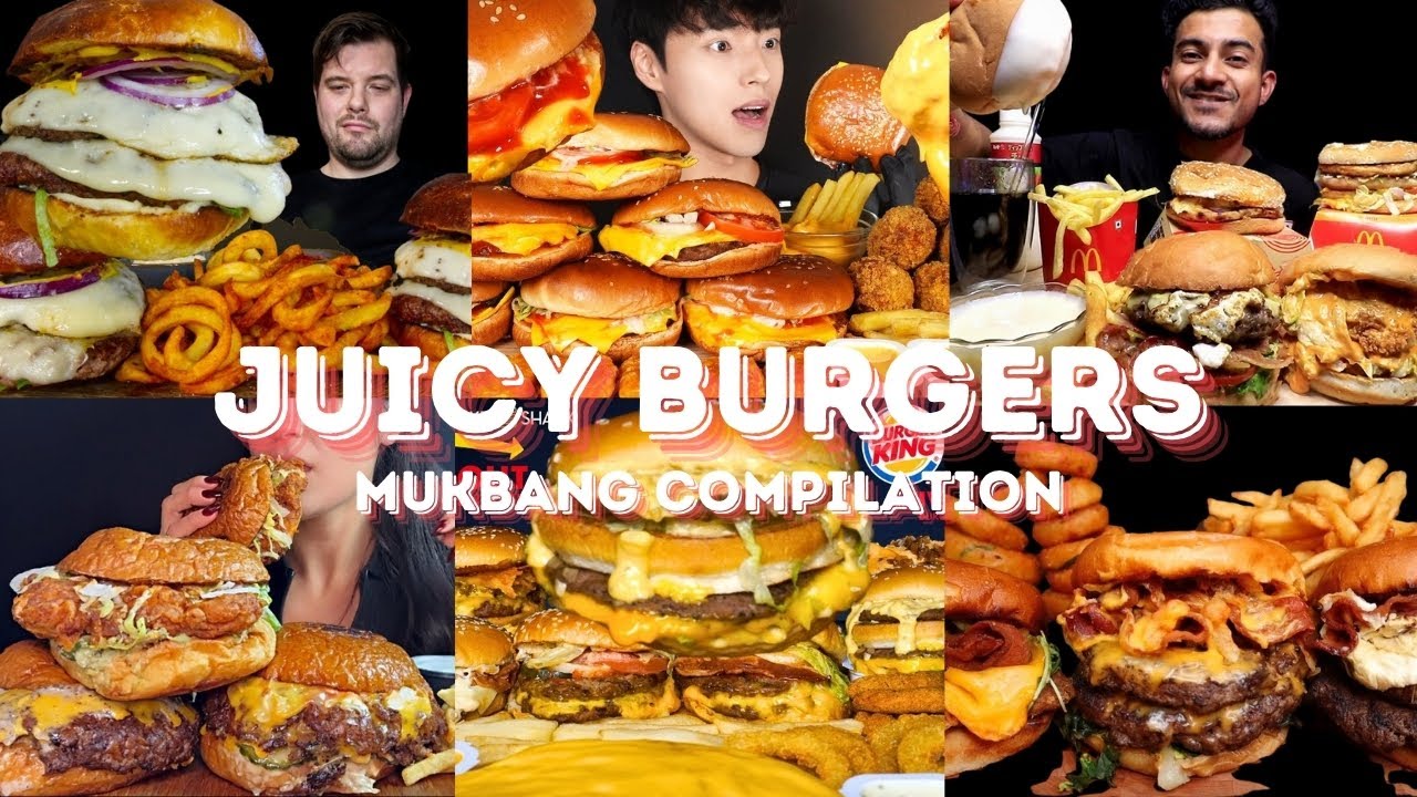 BURGERS MUKBANG *ASMR* COMPILATION |  BIG BITES | EATING SOUNDS
