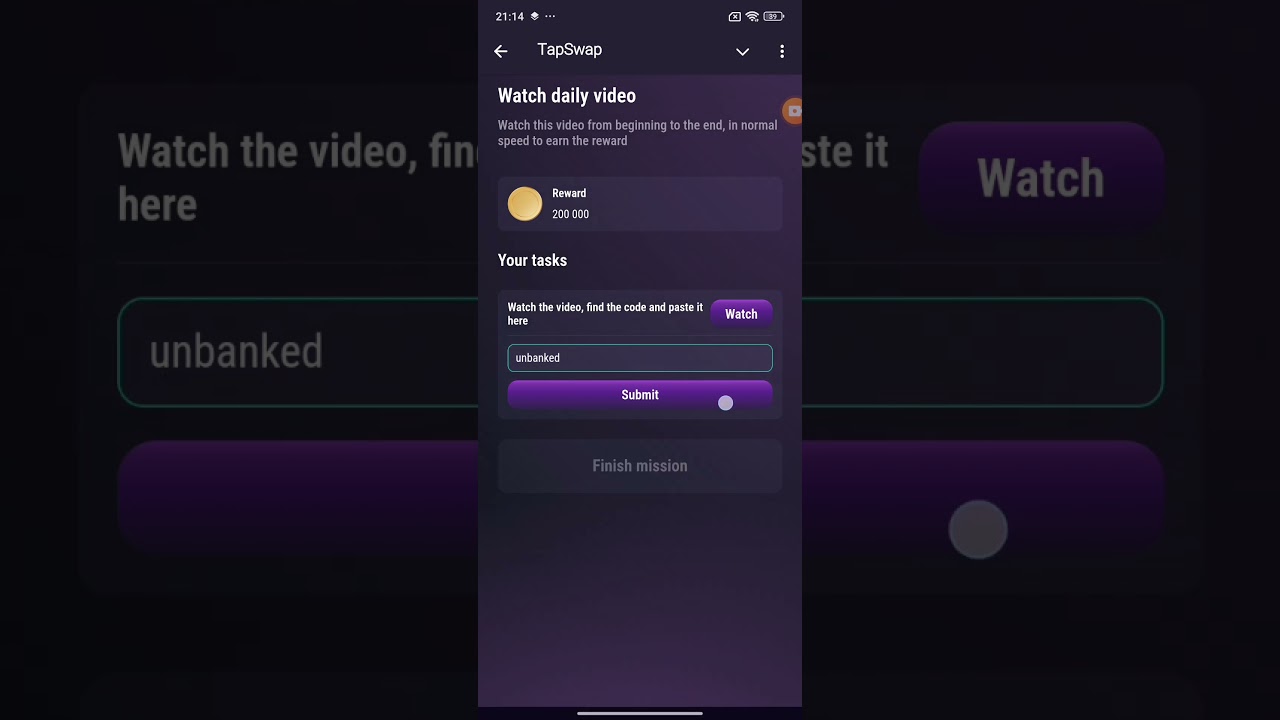 15 July Tapswap today code watch Daily video 