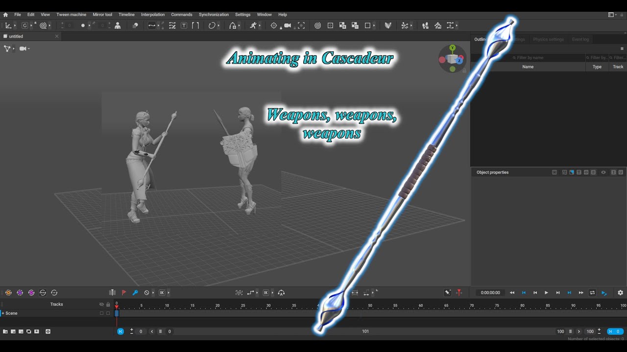 Animating in Cascadeur - fixing weapons to character