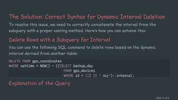 How to Delete Rows from PostgreSQL by Timestamp Using a Dynamic Interval