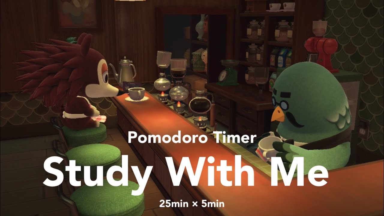 【Study With Me 】朝にあつ森の喫茶店「ハトの巣」で一緒に集中作業・勉強しよう☕️ | ポモドーロタイマー(25/5)付き | カフェBGM