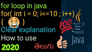 🔴Java in Telugu - for loop in java | How to use for loop in java | clear Explanation in Telugu