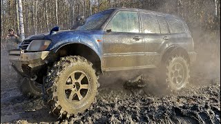 ПАРКЕТНИК Mitsubishi Pajero на колёсах от трактора против УАЗов на бездорожье